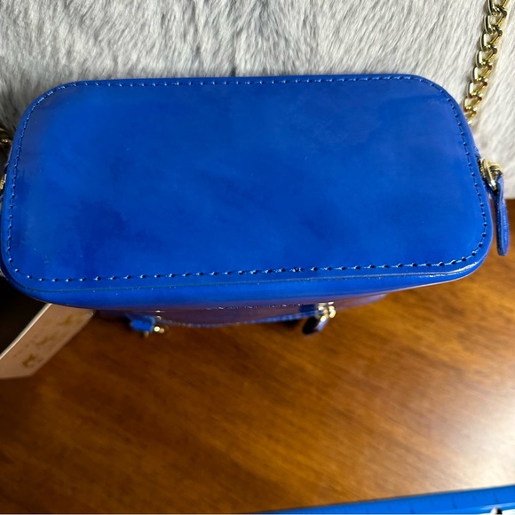 New Pratesi Firenze Blue Electric Italian Leather Crossbody, 6.5”x 7”x 3”. NWT - Picture 8 of 16